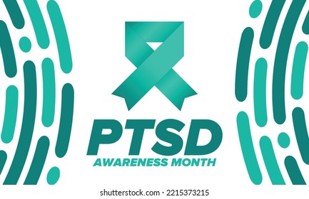 Mes de sensibilización sobre el estrés postraumático en junio. Trastorno del estrés postraumático. Celebrado anualmente en Estados Unidos. Atención médica y diseño de conciencia. Cartel, tarjeta, cartel y fondo. Ilustración del vector