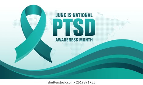 PTSD Awareness Month in June. Post Traumatic Stress Disorder. Medical health care and awareness design. Suitable for poster, card, banner and background design