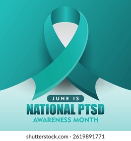 PTSD Awareness Month in June. Post Traumatic Stress Disorder. Medical health care and awareness design. Suitable for poster, card, banner and background design