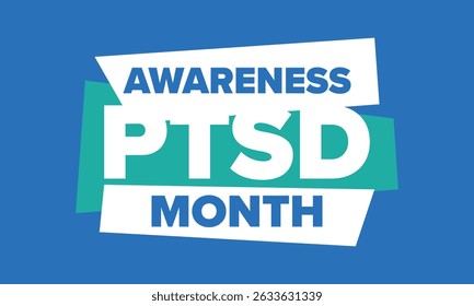 PTSD Awareness Month in June. Post Traumatic Stress Disorder. Celebrated annual in United States. Medical health care and awareness design. Poster, card, banner and background. Vector illustration