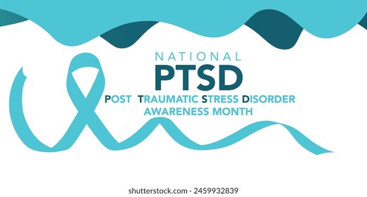 PTSD Awareness Month. National Post Traumatic Stress Disorder Month in June. Vector banner, poster, card for social media. The horizontal composition. Takes place in the United States.