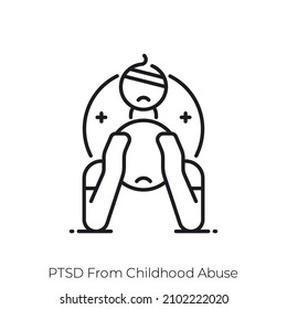 PTSD From Childhood Abuse Icon. Outline Style Icon Design Isolated On White Background