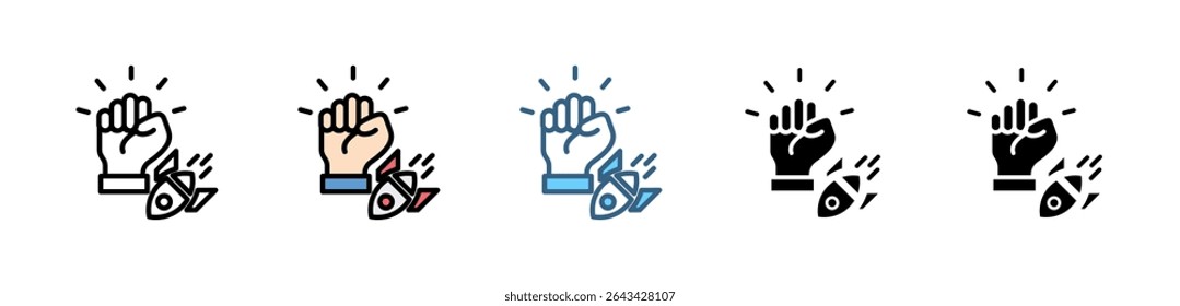 PTSD icon set with various styles and colors