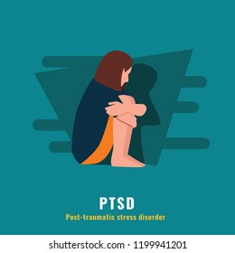 PTSD. Post Traumatic Stress Disorder. Mental Health Illustration