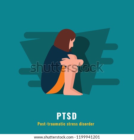 PTSD. Post traumatic stress disorder. Mental health illustration