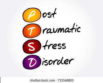 PTSD - Posttraumatic Stress Disorder, acronym concept background