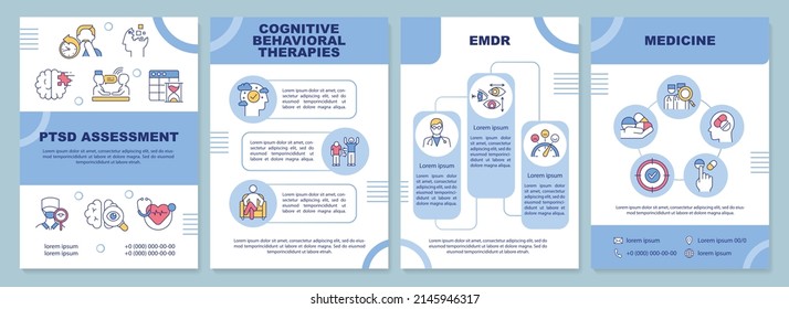 PTSD treatment word concepts blue banner. Mental trauma healing. Infographics with icons on color background. Isolated typography. Vector illustration with text. Arial-Black font used