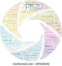 PTSD Word Cloud on a white background. 
