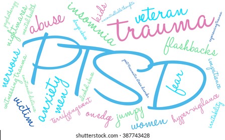 PTSD Word Cloud on a white background. 