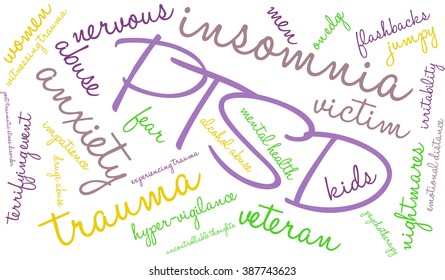 PTSD Word Cloud on a white background. 