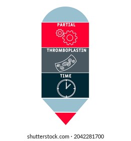 PTT - Partial Thromboplastin Time acronym. medical concept background.  vector illustration concept with keywords and icons. lettering illustration with icons for web banner, flyer, landing 