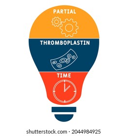 PTT - Partial Thromboplastin Time acronym. medical concept background.  vector illustration concept with keywords and icons. lettering illustration with icons for web banner, flyer, landing 