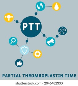 TTP - Acrónimo de tiempo parcial de tromboplastina. antecedentes de concepto médico.  concepto de ilustración vectorial con palabras clave e iconos. ilustración con iconos para banner web, volante, aterrizaje 