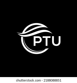 PTU letter logo design on black background. PTU creative circle logo. PTU initials  letter logo concept. PTU letter design.