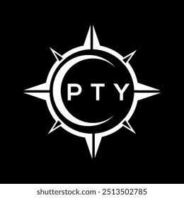PTY abstract technology circle setting logo design on black background. PTY creative initials letter logo concept.
