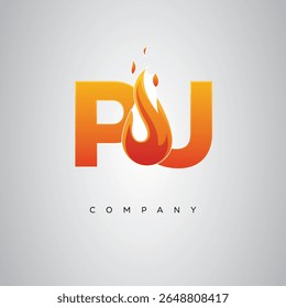 PU Creative Fire Letter Logo Design