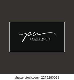 Logo de la firma manuscrita de la PU - Plantilla de logotipo vector para negocios de belleza, moda y fotografía