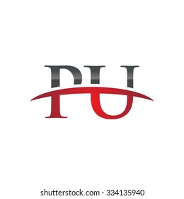PU initial company red swoosh logo