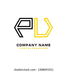 PU initial letter, modern logo design template vector