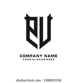 PU initial letter, modern logo design template vector