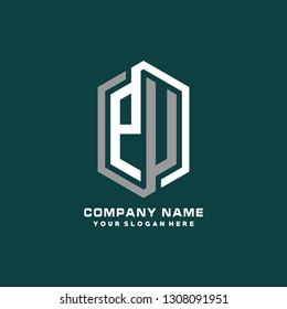 PU initial letter, modern logo design template vector