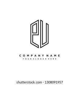 PU initial letter, modern logo design template vector