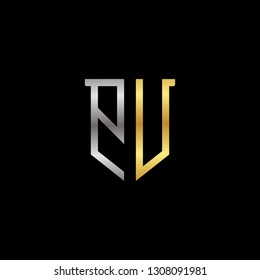 PU initial letter, modern logo design template vector