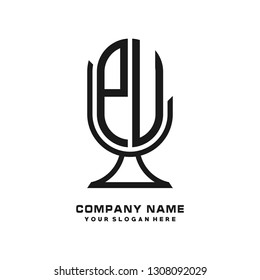 PU initial letter, modern logo design template vector
