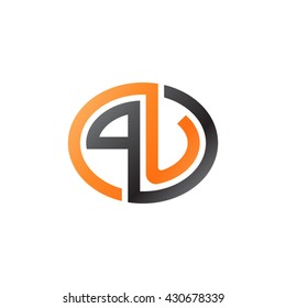 PU initial letters looping linked ellipse logo orange black