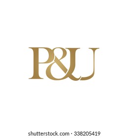 P&U Initial logo. Ampersand monogram golden logo