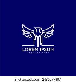 Monograma inicial de la PU para el logotipo del negocio con la Imagen del águila