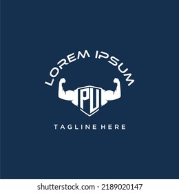 PU initial monogram for fitnes or gym logo with creative style design