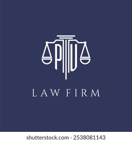 PU initial monogram for lawfirm logo with scales vector image