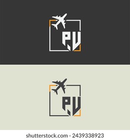 PU initial monogram logo with square style design.