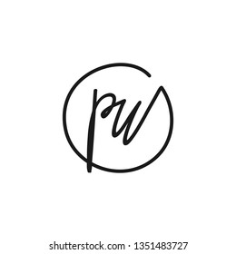 PU initial signature logo. handwriting logo template vector,