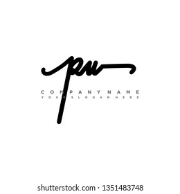 PU initial signature logo. handwriting logo template vector,