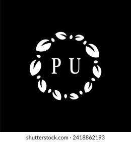 PU Initials Letter Nature Logo Vector Art Icons and Graphics