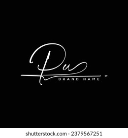 PU letter beauty handwriting vector logo. 