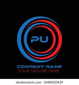 PU letter logo creative design. PU unique design. PU letter logo design on black background.