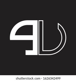 PU Letter logo monogram with oval shape negative space design template