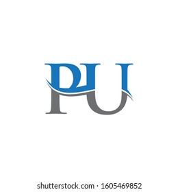 PU Letter Type Logo Design Vector Template. Abstract Letter PU Logo Design