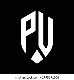 pu logo monogram with emblem shield style design template