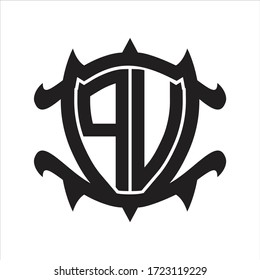 PU Logo monogram isolated with frame shield shape design template