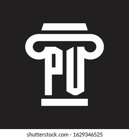 PU Logo monogram with pillar style design template