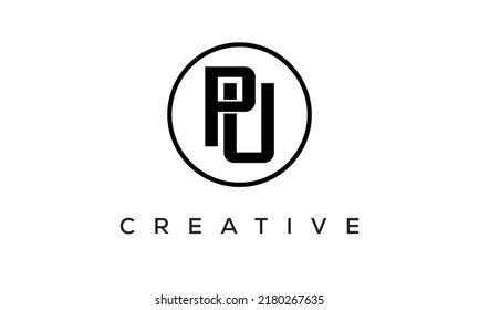 PU monogram. initial letters PU eye-catching Typographic logo design with circle, very creative stylish lettering logo icon for your business and company