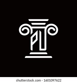 PU monogram logo with pillar style design template