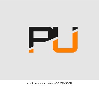 PU negative space letter logo
