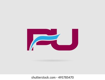 PU negative space letter logo
