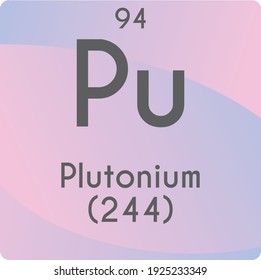 Pu Plutonium Actinoid Chemical Element vector illustration diagram, with atomic number and mass. Simple gradient flat design For education, lab, science class.
