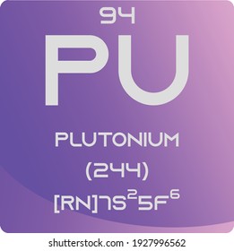 Pu Plutonium Actinoid Chemical Element vector illustration diagram, with atomic number, mass and electron configuration. Simple gradient flat hexagon design for education, lab, science class.
